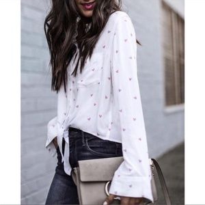 Rails Val Button Up in Lipstick Hearts Blouse S